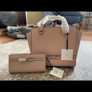 Kate Spade S Hadlee Laurel way Jeweled Warmvellum with matching Stacy wallet.